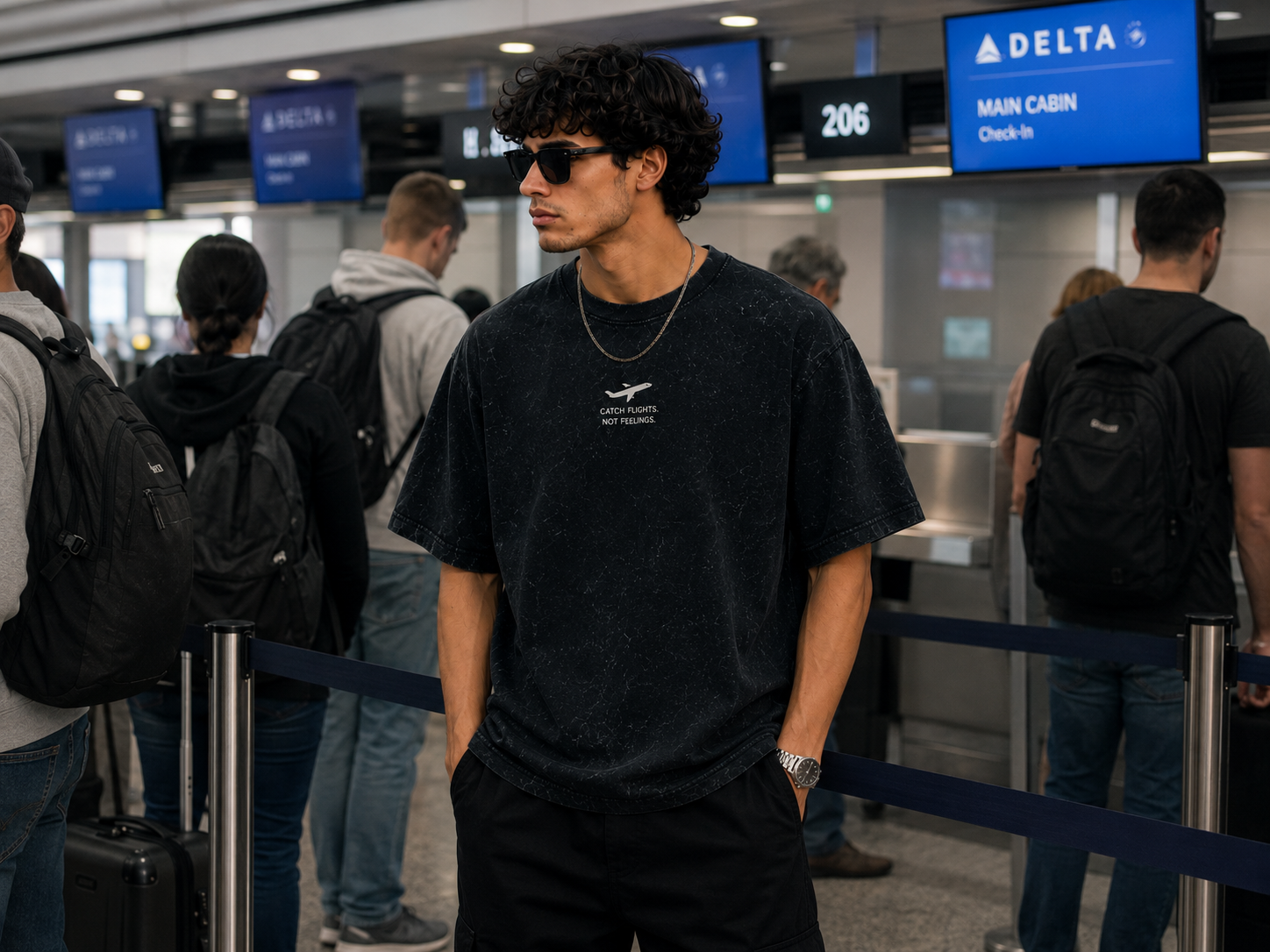 Catch Flights, Not Feelings — Oversized Tee image 2